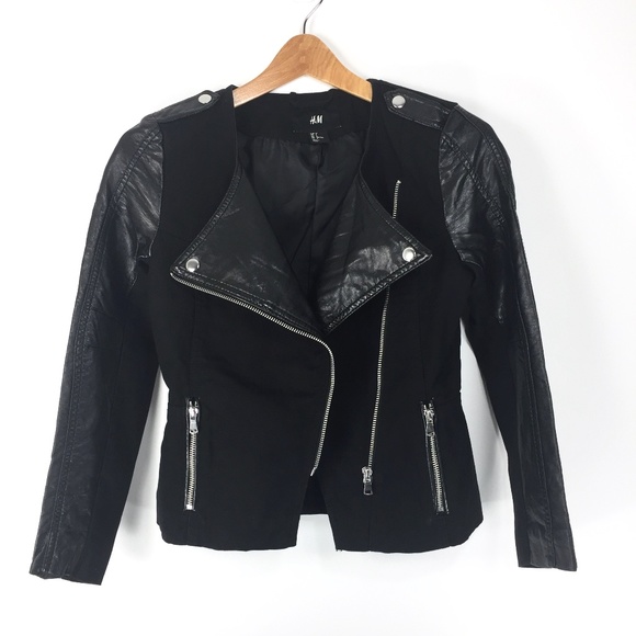 H&M Women's Moto Biker Jacket Black 32 / 2, NWOT - Picture 9 of 12